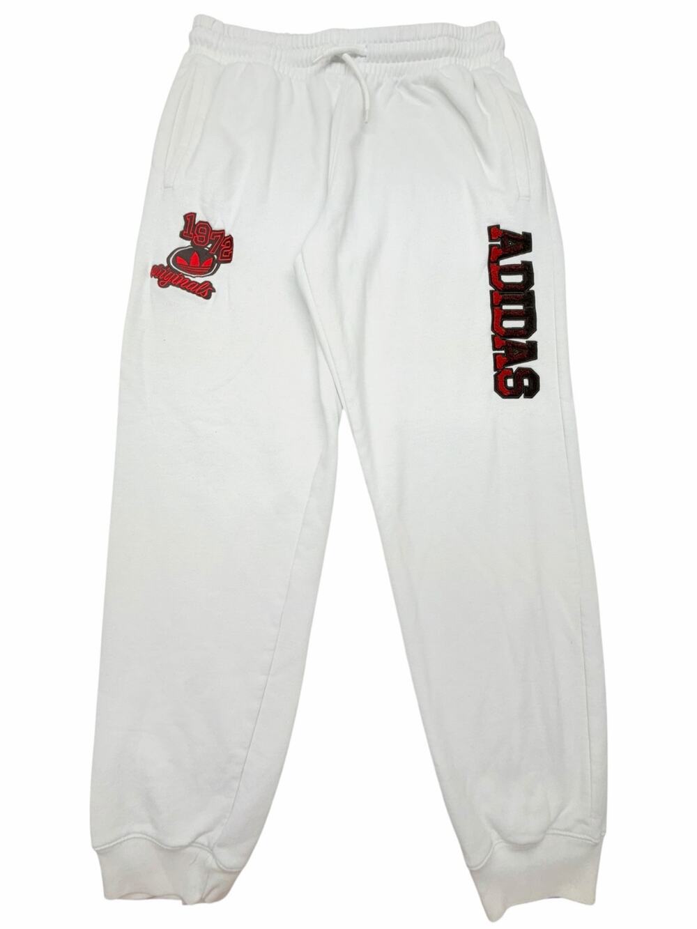 Adidas Originals Men’s White Sweatpants Large 1972 Logo Embroidered Joggers